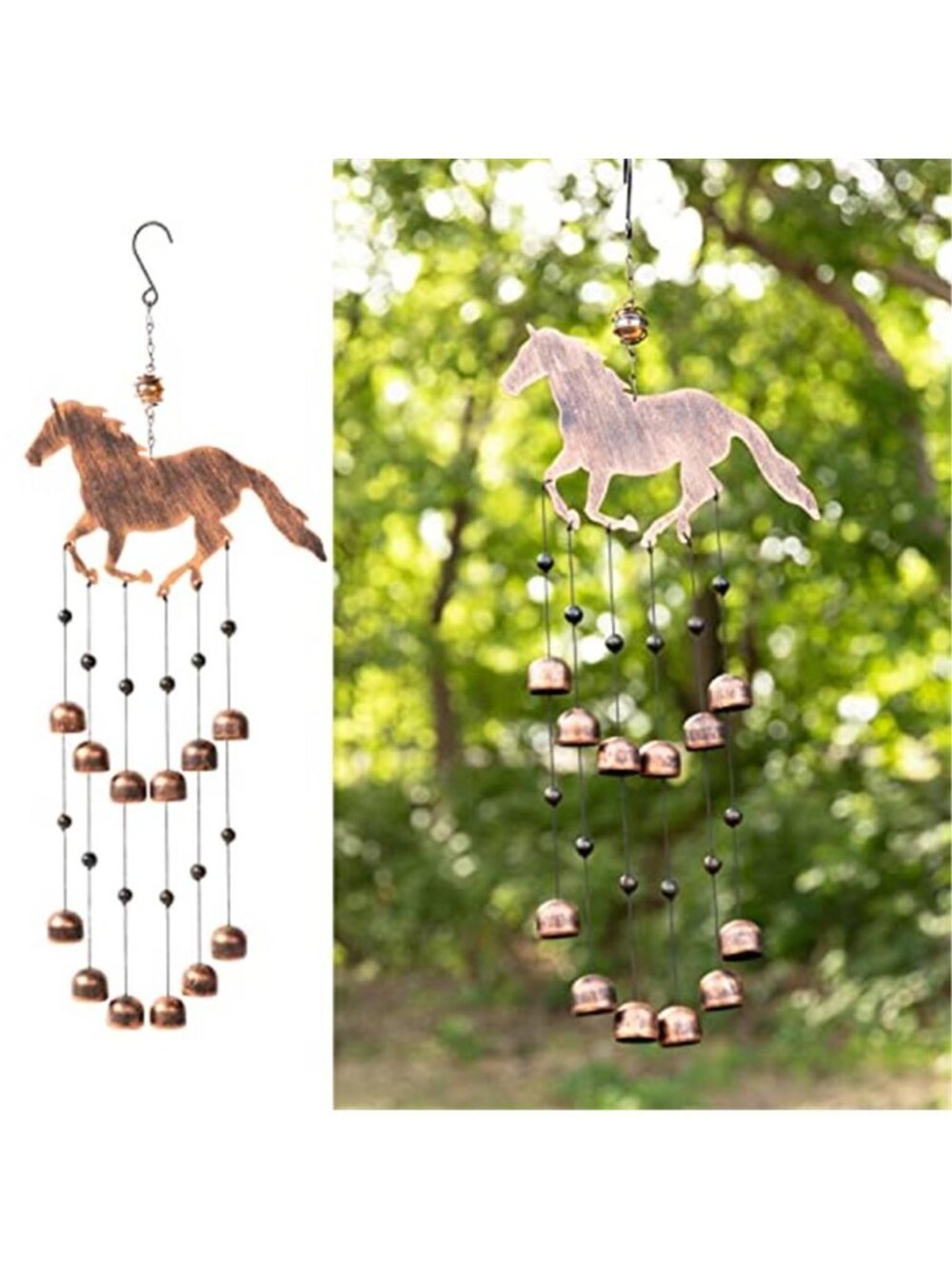 24-inch H Galloping Horse Wind Chimes for Outside Unique - Moon Decor